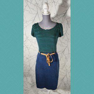 Cinder & Smoke Belted Skirt Midi Dress